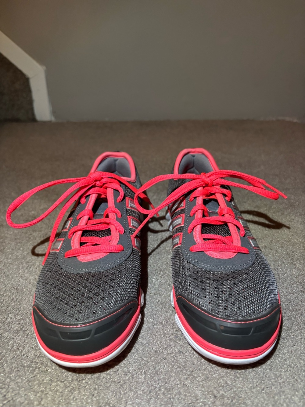 adidas Gray and Pink Athletic Sneakers - Lace-Up Trainers